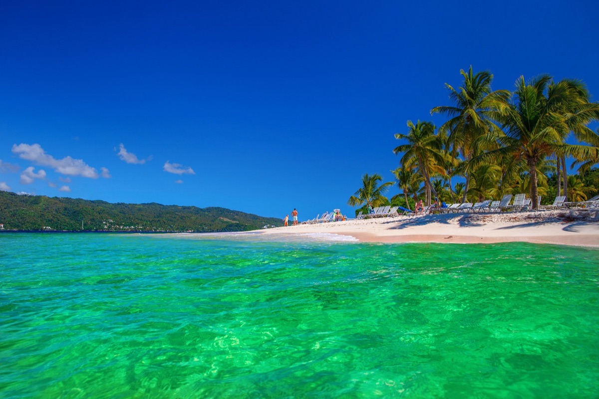 White sand beach with turquoise water