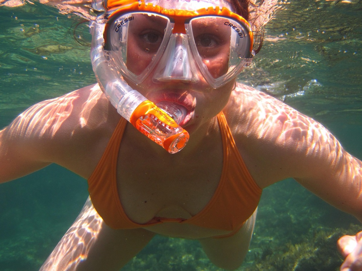 Snorkel gear set in turquoise water