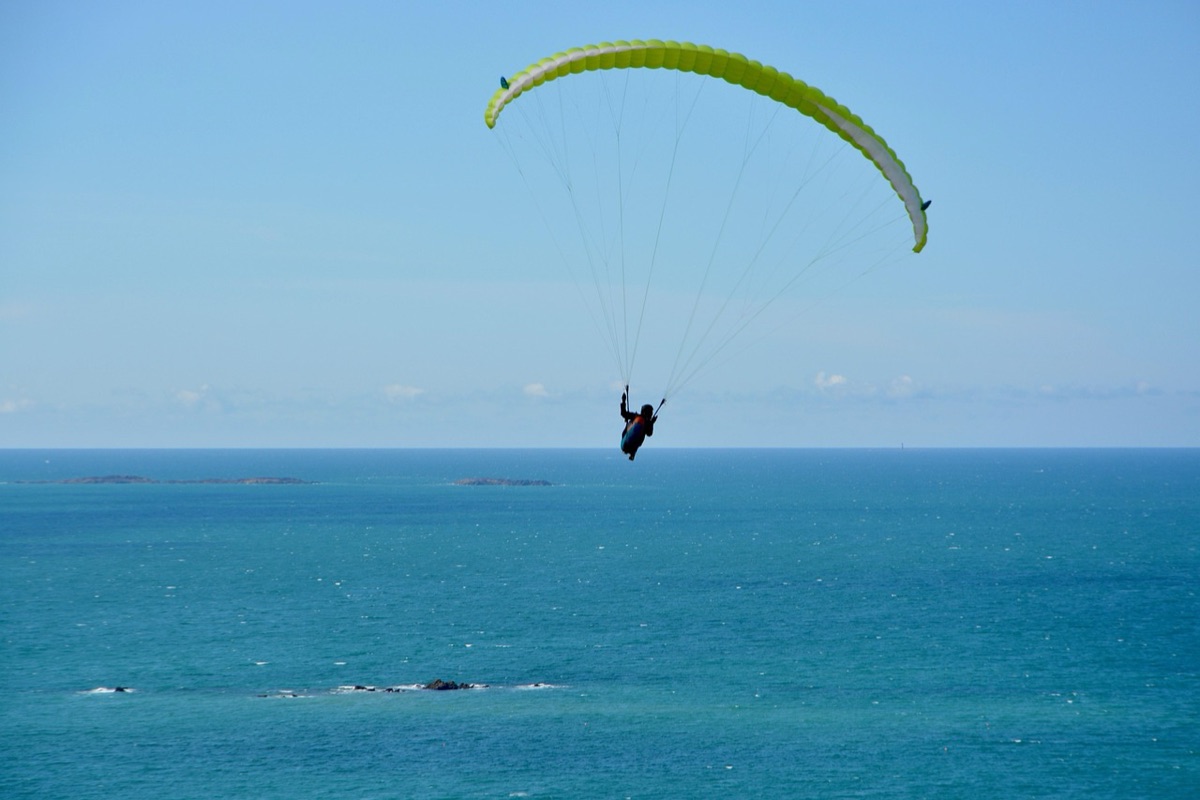 paragliding over mauritius island