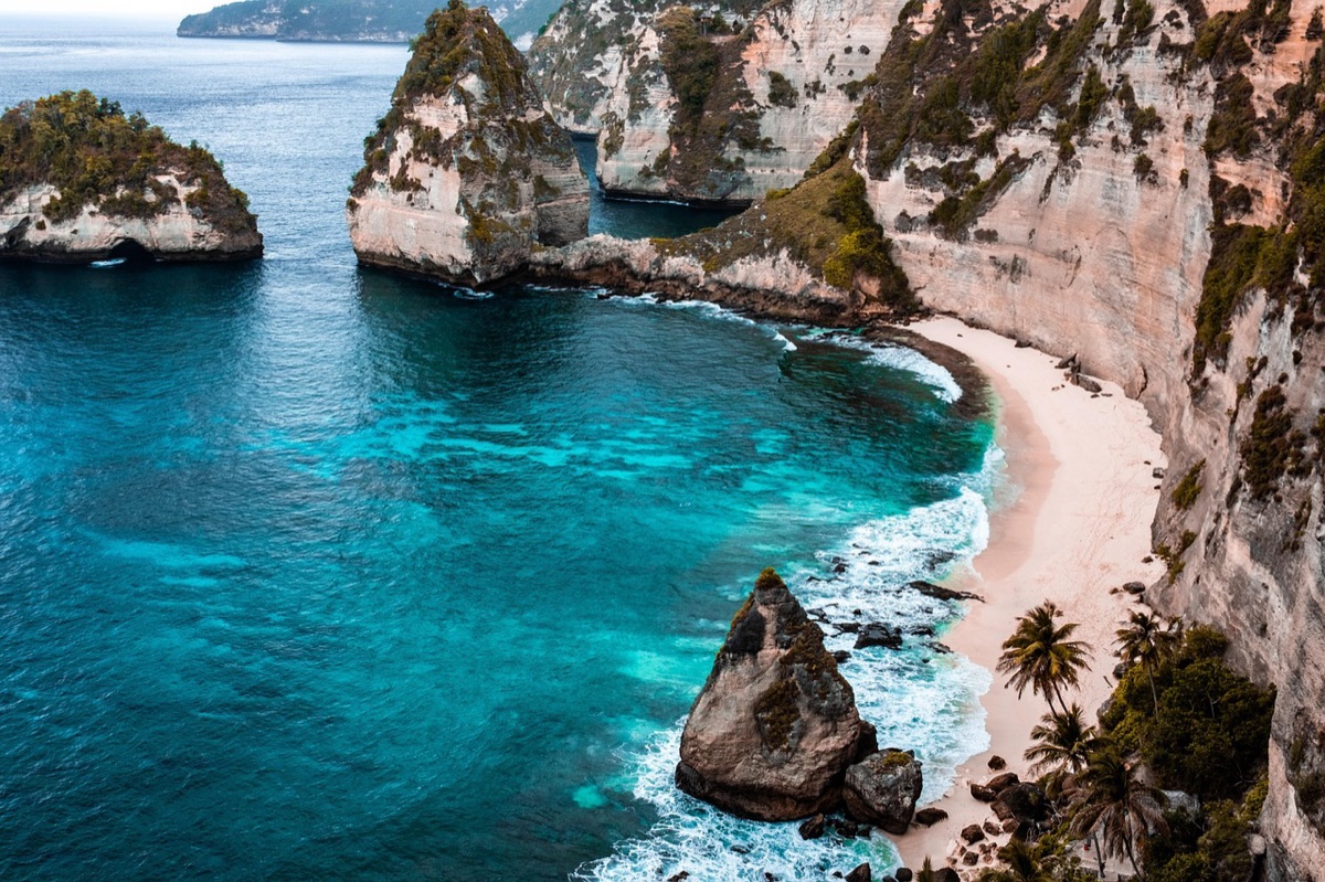 Mauritius island with colorful cliffs